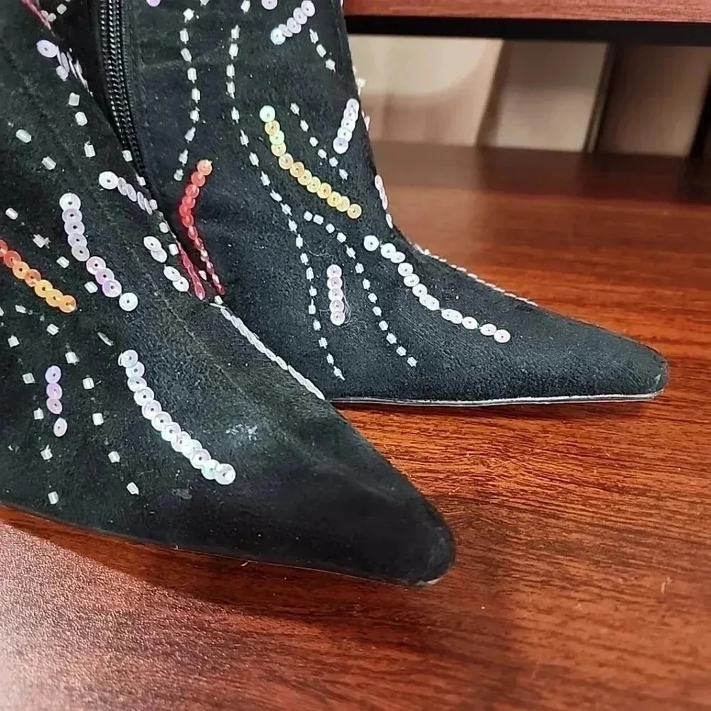 Sequin Pointed toed ankle boots size 7 - Picture 9 of 14